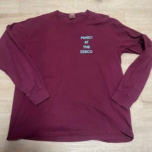 Panic! At The Disco Band Tee Long Sleeve Burgundy Large Pop Punk‎ Size L